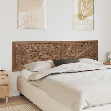 vidaXL Bed Hoofdbord Naturel Massief Teakhout, Verzenden, Nieuw, Bruin, Hout