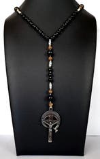 Obsidiaan en Pyriet - Rozenkrans – Kruisbeeld - Schild tegen