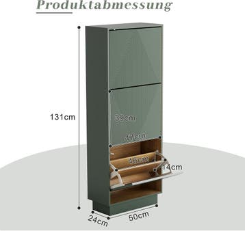 Schoenenkast - Schoenenrek - 50x24x131 cm - Groen - UEV, Verzenden, Zo goed als nieuw