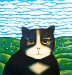 Martin Leman - “Black cat”. Gesigneerd in de plaat.
