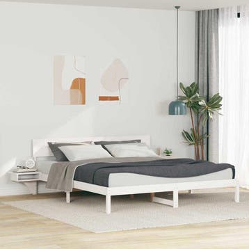 vidaXL Bedframe met hoofdeinde Wit 180 x 200 cm Massief, Huis en Inrichting, Slaapkamer | Bedden, Verzenden, Nieuw, Wit, Hout