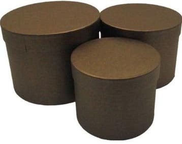 Bloemendoos Set van 3 rond Bruin flowerbox cadeau doos, Ophalen of Verzenden, Nieuw
