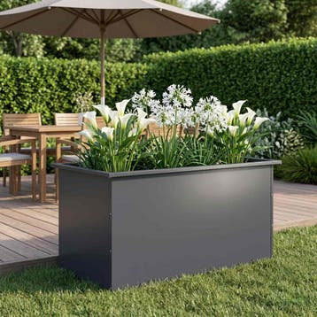 vidaXL Plantenbak met led Antraciet 50 x 100 x 48 cm Staal, 100 cm of meer, Verzenden, Nieuw, Metaal