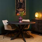 Ronde eettafel New York Zwart Mangohout 110 cm, Ophalen of Verzenden, Nieuw