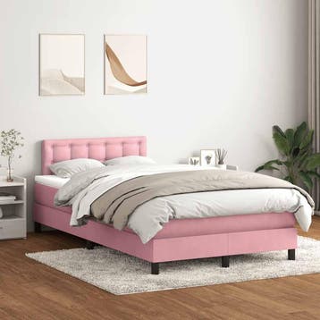 vidaXL Boxspring met matras fluweel roze 120x220 cm, Verzenden, Nieuw, Stof