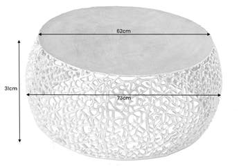 Ronde salontafel ABSTRACT BLAD 75cm antiek zilver metaal, Ophalen of Verzenden, Nieuw