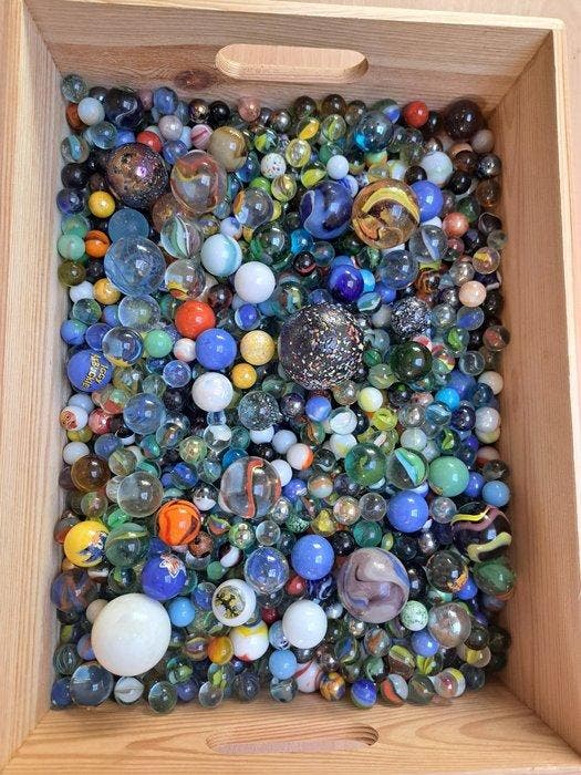 Marble - Knikkers 9.4 kg. Glazen Knikkers / marbles -, Antiek en Kunst, Antiek | Speelgoed