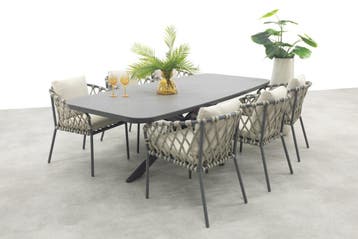 Sara/Soreno deens ovale tuinset 240x110 cm. - Licht grijs, Tuin en Terras, Tuinsets en Loungesets, Verzenden, Nieuw, Overige materialen