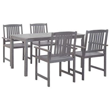 vidaXL 5-delige Tuinset massief acaciahout grijs, 4 zitplaatsen, Verzenden, Nieuw, Tuinset