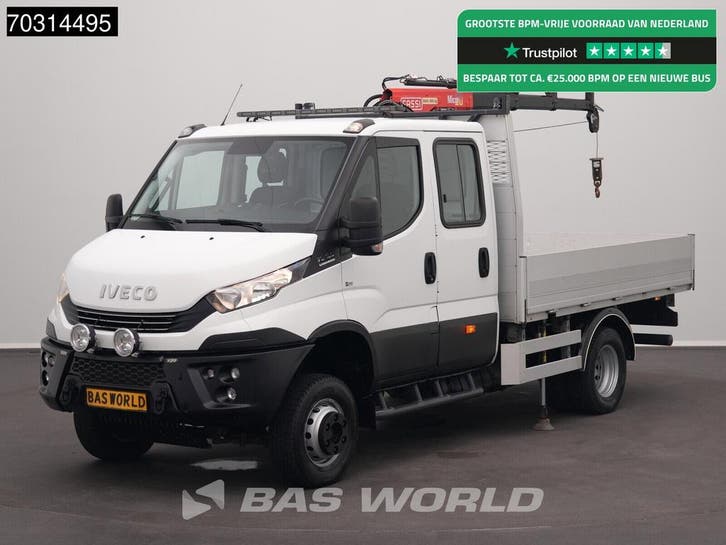 Iveco Daily 70C18 3.0L 4x4 Automaat Open Laadbak Kraan Fassi, Auto's, Bestelauto's, Lease, Automaat, Financial lease, Wit, Iveco
