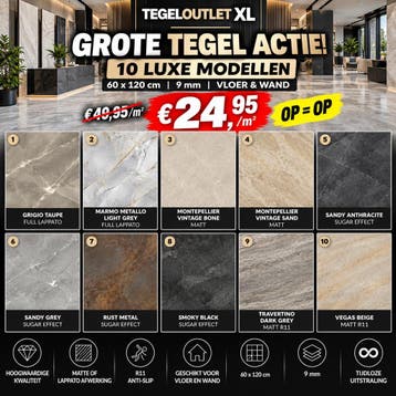 GROTE TEGEL ACTIE! €24,95/m², Nieuw