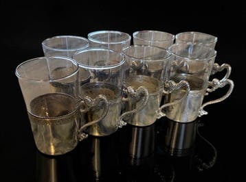 Drinkset - (8) voor likeur - zilvergeplateerd - Distillerie