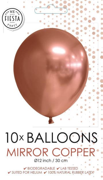 10x Ballonnen Mirro koper, Verzenden, Nieuw, Versiering, Verjaardag