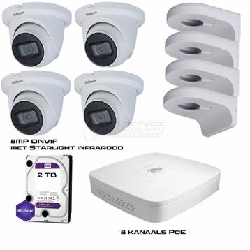 Camera bewaking set Dahua 4 cameras 8MP en ophang beugel..., Verzenden, Nieuw