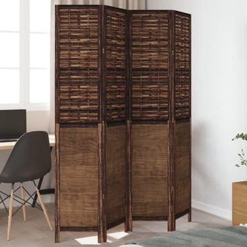 vidaXL Kamerscherm met 4 panelen massief paulowniahout, Huis en Inrichting, Verzenden, Nieuw