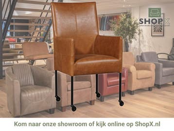 Leren eetkamerstoel Spark - Vintage Cognac (cognac) - Poten, Bruin, Nieuw, Ophalen of Verzenden, Eén