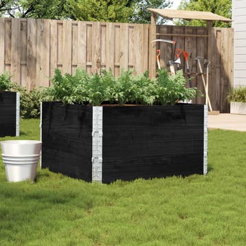 vidaXL Plantenbak 100x100 cm massief grenenhout zwart, Tuin en Terras, Bloembakken en Plantenbakken, Verzenden, Nieuw, Hout