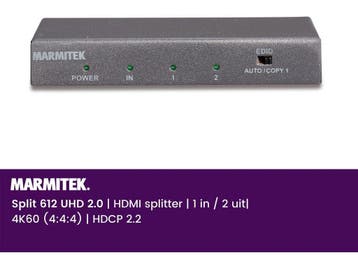Marmitek Split 612 UHD 2.0 HDMI Splitter - 4K60 (4:4:4) UHD, Verzenden, Nieuw