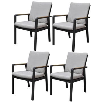 Set van 4 Lola dining tuinstoelen aluminium antraciet, Tuin en Terras, Ophalen of Verzenden, Nieuw, Aluminium