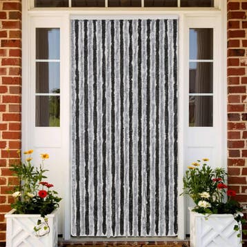 vidaXL Vliegengordijn 100x230 cm chenille grijs en zwart, Verzenden, Nieuw, Grijs