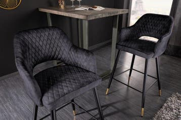 Design barkruk PARIS grijs fluweel met decoratieve quilting, Ophalen of Verzenden, Nieuw