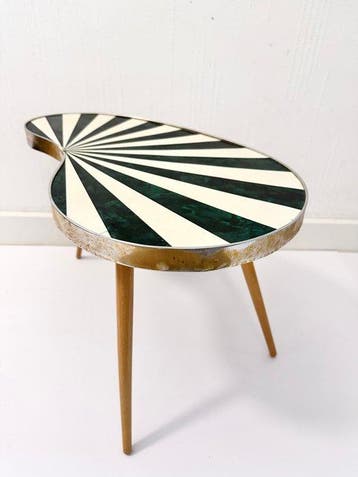 Bijzettafel - laminaat, Hout, Messing - Originele vintage