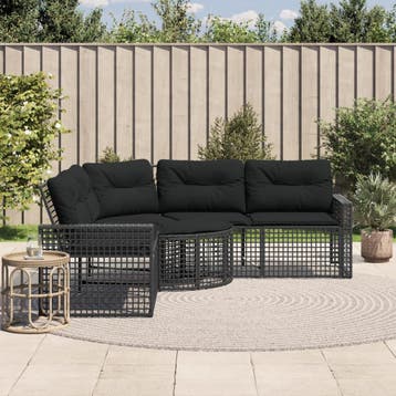 vidaXL Tuinbank met kussens en voetensteun L-vormig poly, Verzenden, Nieuw
