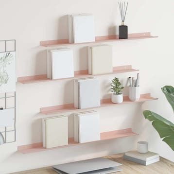 vidaXL Drijvende plank Wandgemonteerd 4 pcs Roze 80 x 9 x, Verzenden, Nieuw