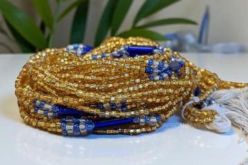 3 in 1 Waist Beads / Afrikaanse Heupketting -  Obim - Blauw, Ophalen of Verzenden, Nieuw