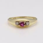 Ring - 14 karaat Geel goud - Diamant - Robijn, Nieuw
