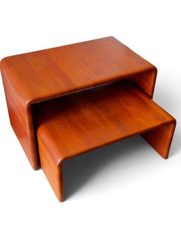 Set bijzettafels - Mid-Century Teak Nesttafels 2-delig set –