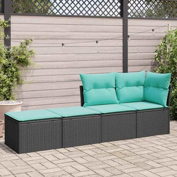 vidaXL 2-delige Loungeset met kussens poly rattan acacia, Verzenden, Nieuw, Loungeset