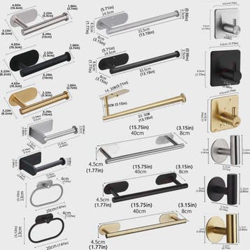 Set Badkamer Accessoires: Handdoekrek, Toiletrolhouder, Haak, Verzenden, Nieuw
