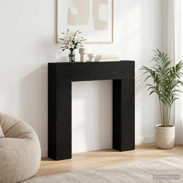 vidaXL Haardomlijsting Zwart eiken 102 x 18 x 100,5 cm, Huis en Inrichting, Verzenden, Nieuw
