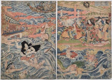 Katsukawa Shuntei • Tamatori die ontsnapt uit het paleis van