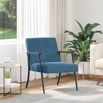 vidaXL Fauteuil Blauw Fluweel, Huis en Inrichting, Fauteuils, Verzenden, Nieuw