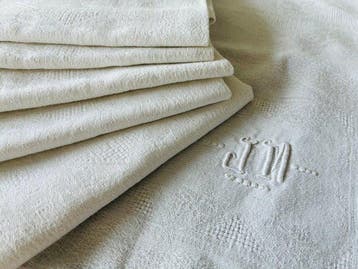 Servet (6) - 57 cm - 50 cm - Franse servet monogram JM