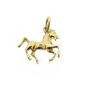 Gouden hanger van een paard (Hanger of bedel), Ophalen of Verzenden, Gebruikt, Goud, Overige merken