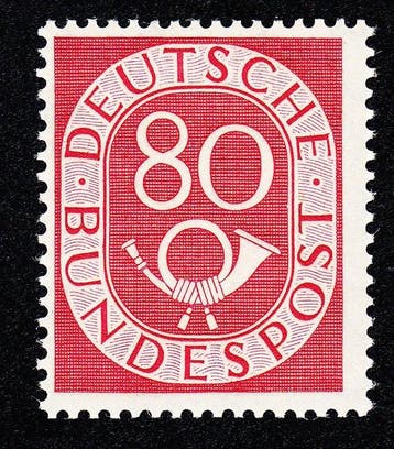 Duitsland, Bondsrepubliek 1951 - Posthoorn 80 Pfg.,, Gestempeld