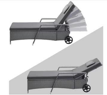 Ligbed Grijs/Antraciet Kunststof 193x90x43cm (Stoelen), Verzenden, Nieuw