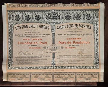 Egypte. Pounds - 1905 Egyptian Credit Foncier - Foundation