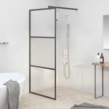 vidaXL Inloopdouchewand 90x195 cm halfmat ESG-glas zwart, Doe-het-zelf en Verbouw, Sanitair, Verzenden, Nieuw