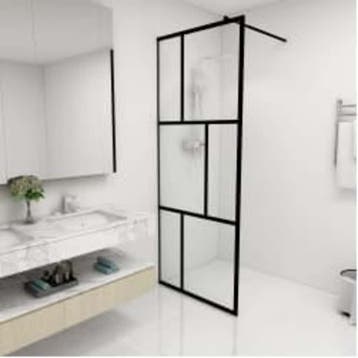 vidaXL Inloopdouchewand 80x195 cm gehard glas zwart, Verzenden, Nieuw