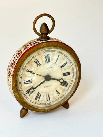 Wekker - de table mécanique Europa « 2 Jewels » – Laiton, Antiek en Kunst