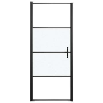 vidaXL Douchedeur halfmat 81x195 cm gehard glas zwart, Verzenden, Nieuw