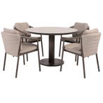 Sarah Barolo dining tuinset 120 cm rond 5 delig keramiek, Tuin en Terras, Tuinsets en Loungesets, Ophalen of Verzenden, Nieuw