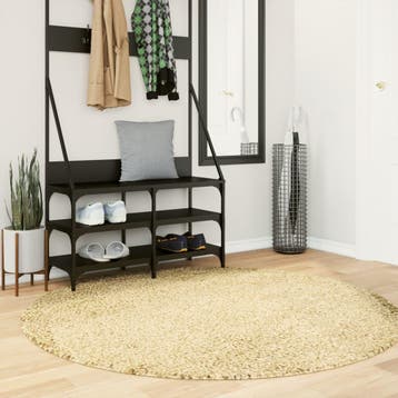 vidaXL Vloerkleed PAMPLONA shaggy hoogpolig modern Ø 160 cm, Verzenden, Nieuw, Goud