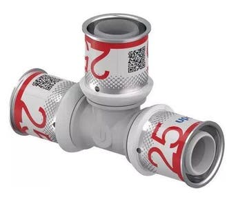 Uponor S-Press Plus PPSU perskoppeling Ø25x25x25 T-stuk, Verzenden, Nieuw