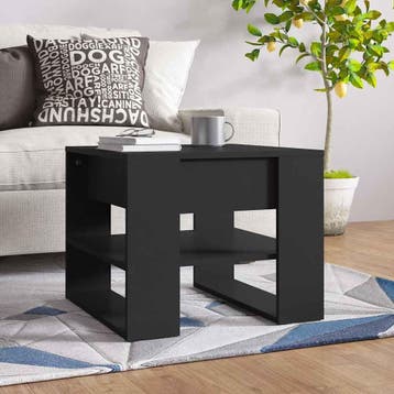 vidaXL Salontafel 55,5x55x45 cm bewerkt hout zwart, 50 tot 100 cm, Verzenden, Nieuw, 50 tot 100 cm