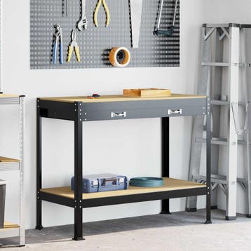 vidaXL Werkbank met lade Zwart 114 x 54 x 91 cm Bewerkt hout, Verzenden, Nieuw